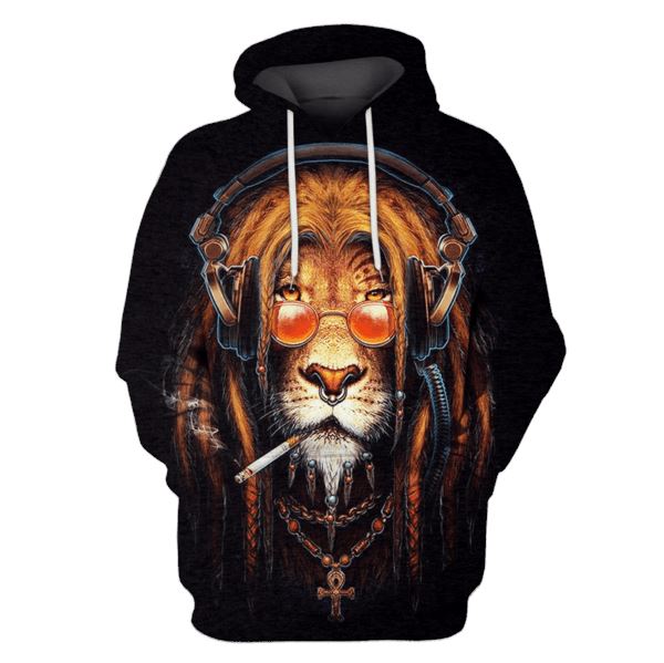 King Tiger Glasses Black Hoodie For Men & Women