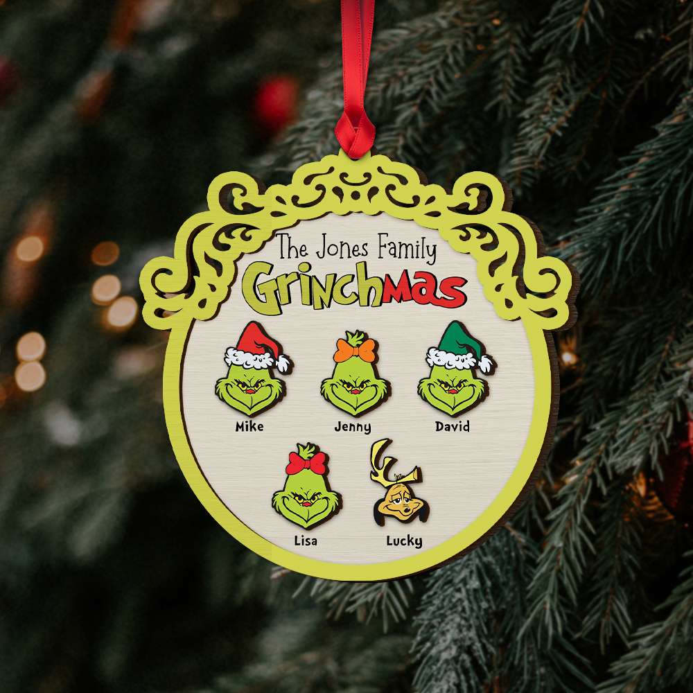 Grinch Family We're Going To Steal Christmas - Gift For Family Members - Personalized Wood Ornament - CL42 NA94