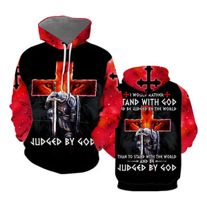 Judged By God Stand With Jesus Red Hoodie For Men & Women