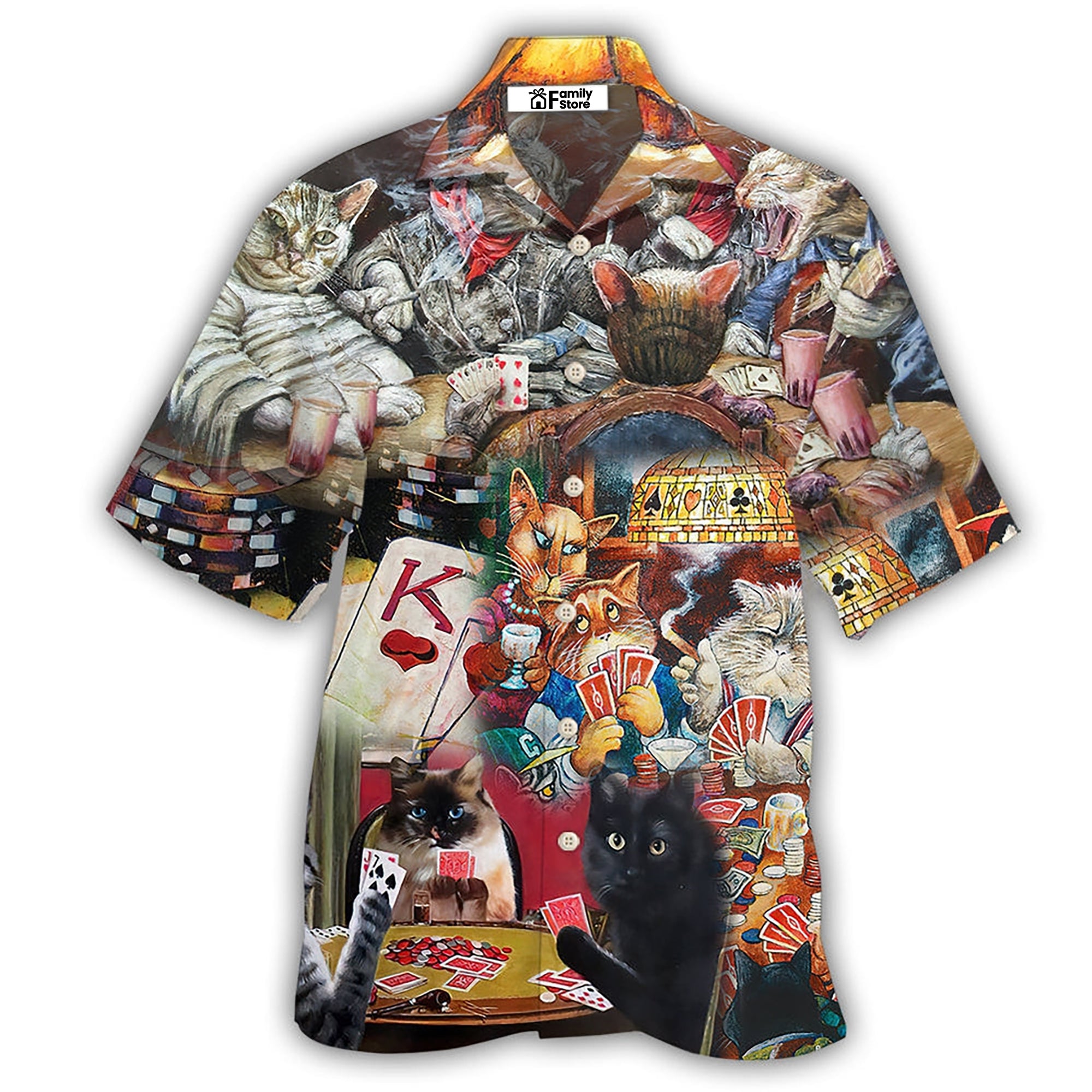 Poker Beautiful Cats Play Poker - Hawaiian Shirt