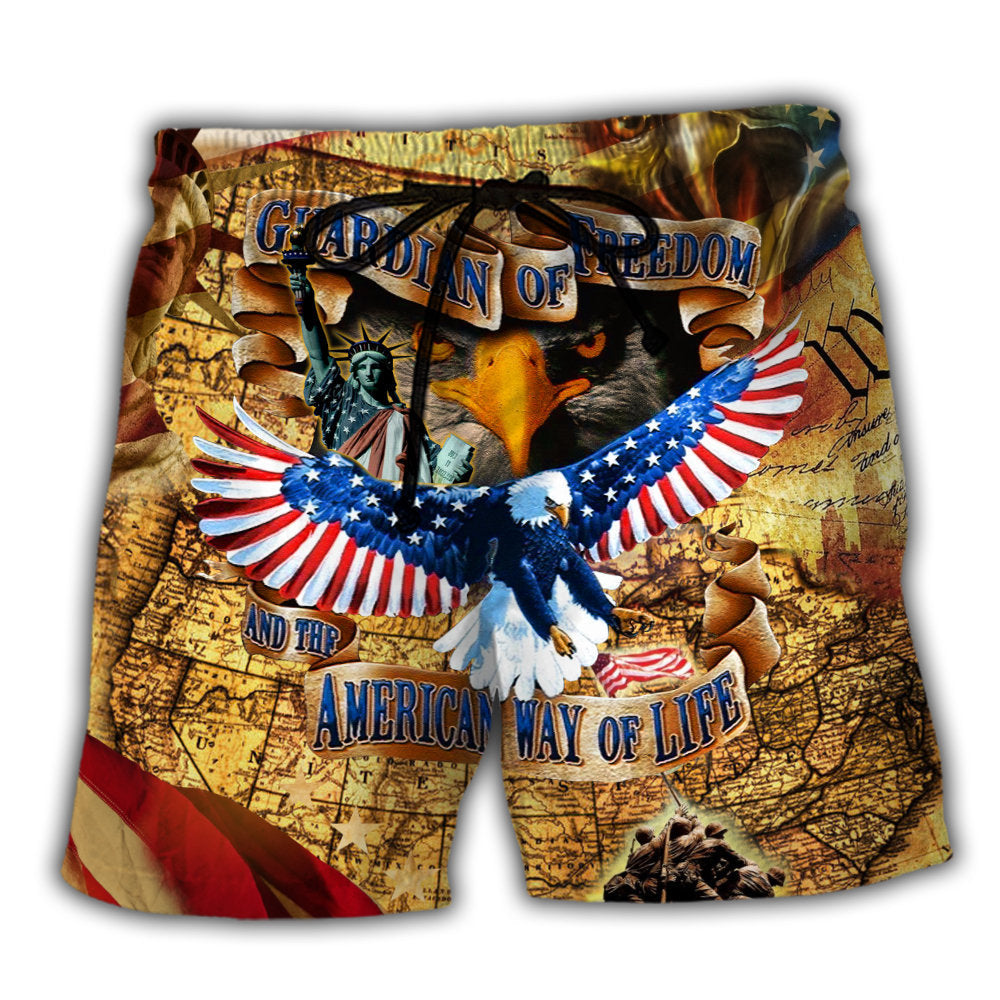 America Guardian Of Freedom And The American Way Of Life Eagle Beach Short