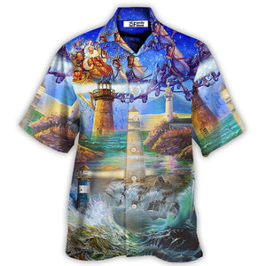 Lighthouse Christmas Shine Your Light In Storm And Darkness - Hawaiian Shirt