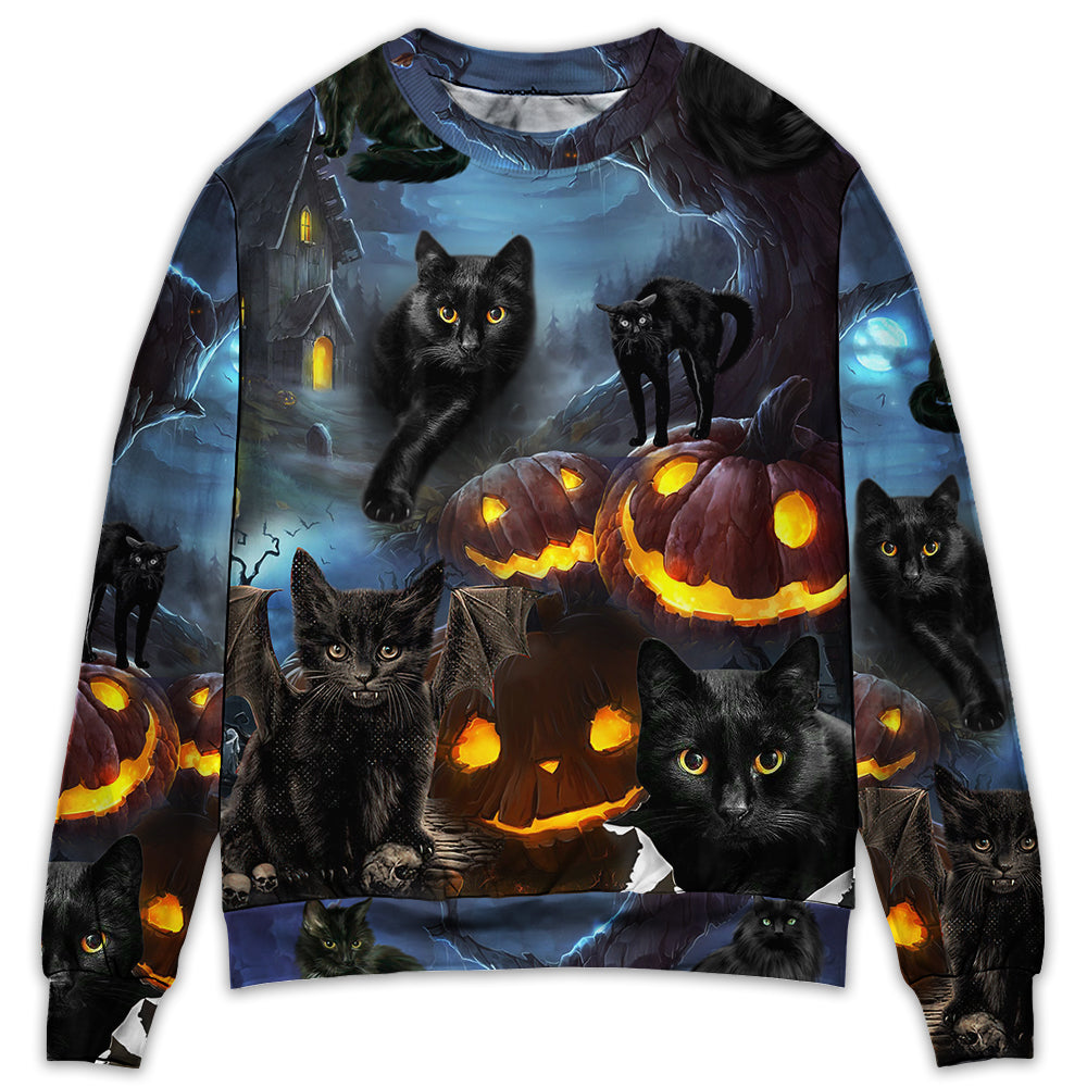 Halloween Black Cat Dark Night Style - Sweater