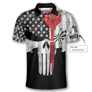 Personalized Darts Punisher Skull Custom Polo Shirts For Men