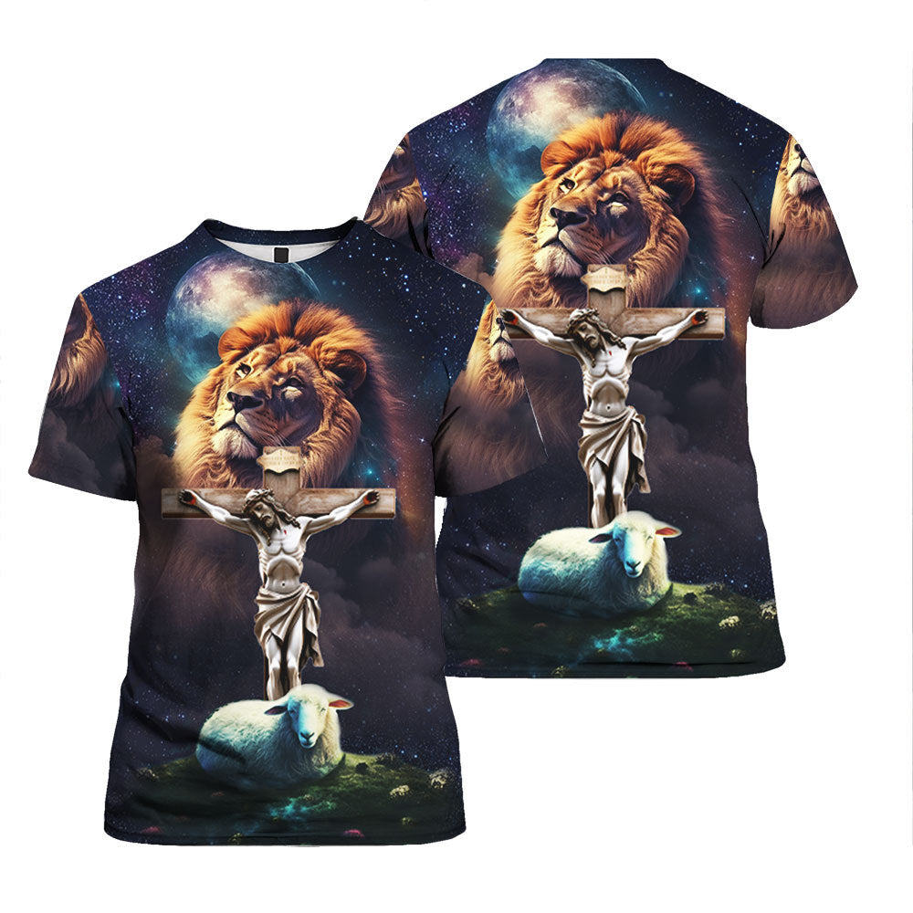 Jesus Lion Sheep Galaxy T Shirt For Men & Women