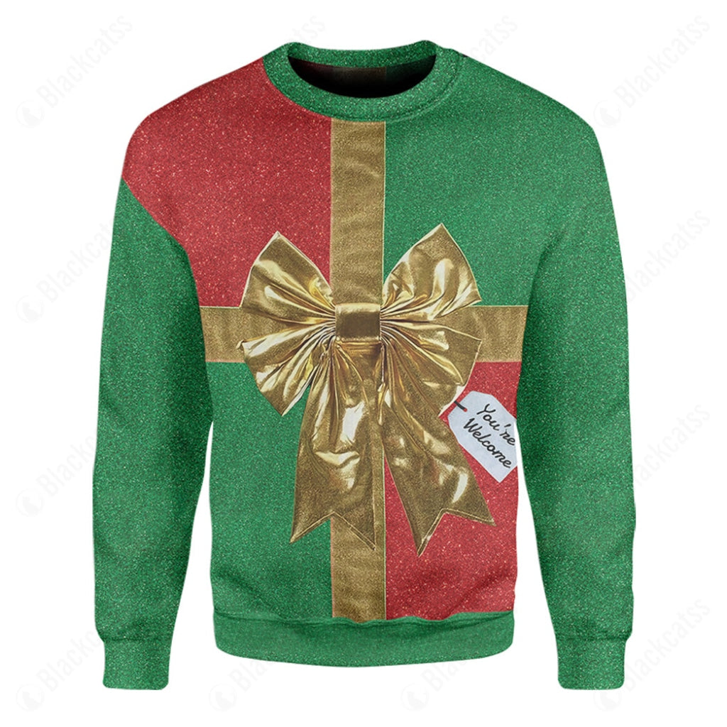 Christmas Green Gift Box Ugly Sweatshirt For Men And Women