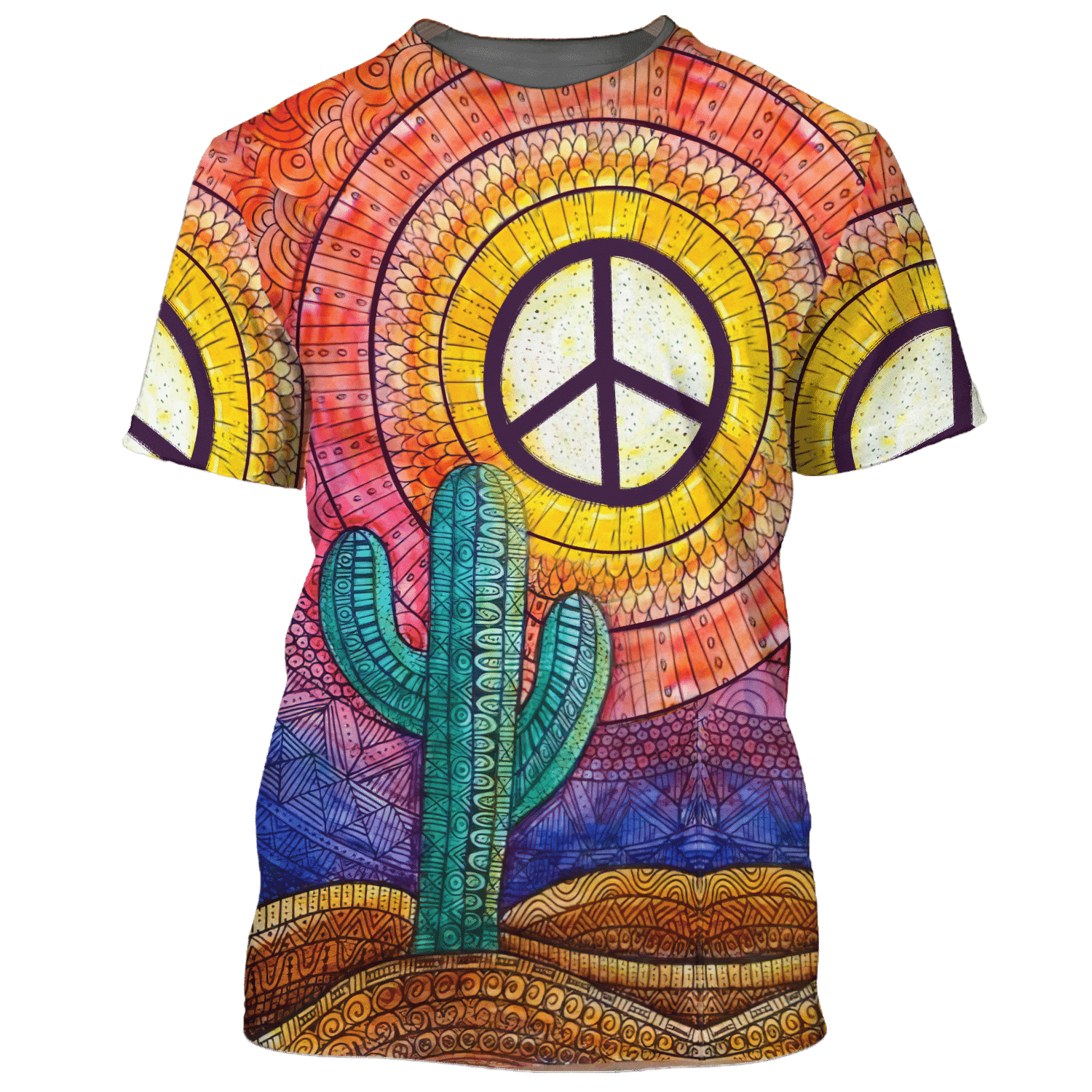 Hippie Cactus Under The Sky Of Peace - T-Shirt