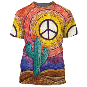 Hippie Cactus Under The Sky Of Peace - T-Shirt