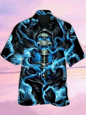 Skull Black Ground Hawaiian Shirt