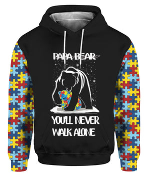 Papa Bear You Never Walk Alone Awareness Hoodie