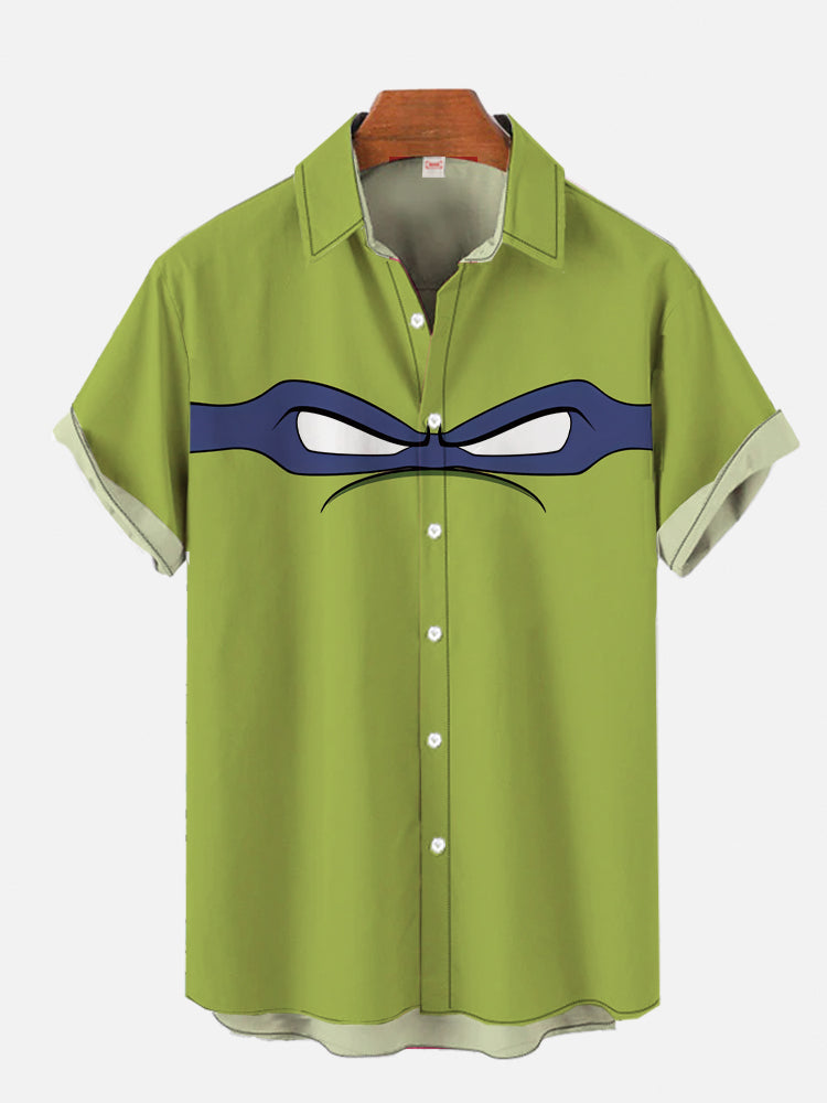 Green Turtle Glasses Knight Cartoon Costume Hawaiian Shirt