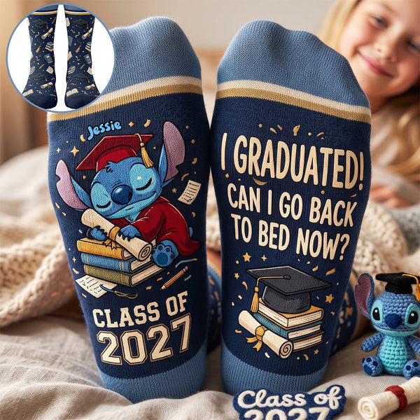 Adorable Graduation Character Custom Name Gifts For Graduates - Personalized Crew Socks NL122