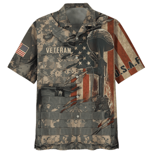 Air Force U.S.A.F Gun With Soldier Hawaiian Shirt