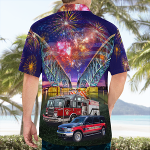 Town Of Tonawanda, New York, River Road Fire Co., 4Th Of July Hawaiian Shirt