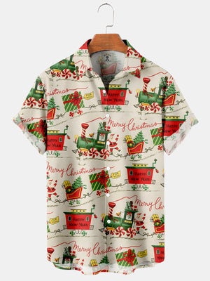 Christmas Fun Train Santa Claus Happy New Year - Hawaiian Shirt