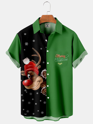 Christmas Fun Elk Print Casual - Hawaiian Shirt