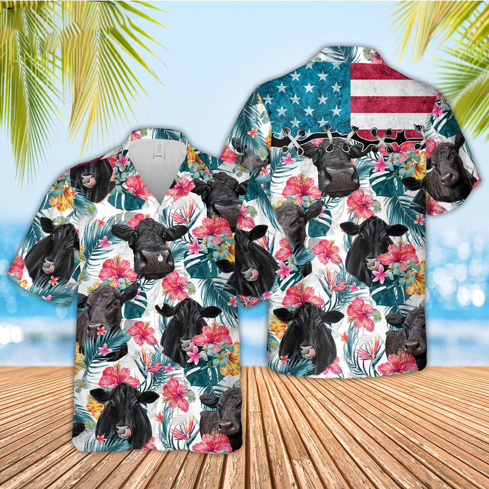 Unique Black Angus Happiness Hawaiian Shirt