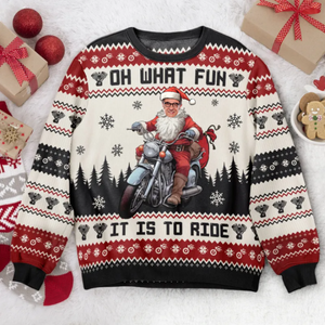 Custom Photo Santa Driving Motorcycles - Christmas Gift For Family, Friends - Personalized Ugly Sweater