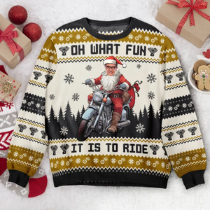 Custom Photo Santa Driving Motorcycles - Christmas Gift For Family, Friends - Personalized Ugly Sweater