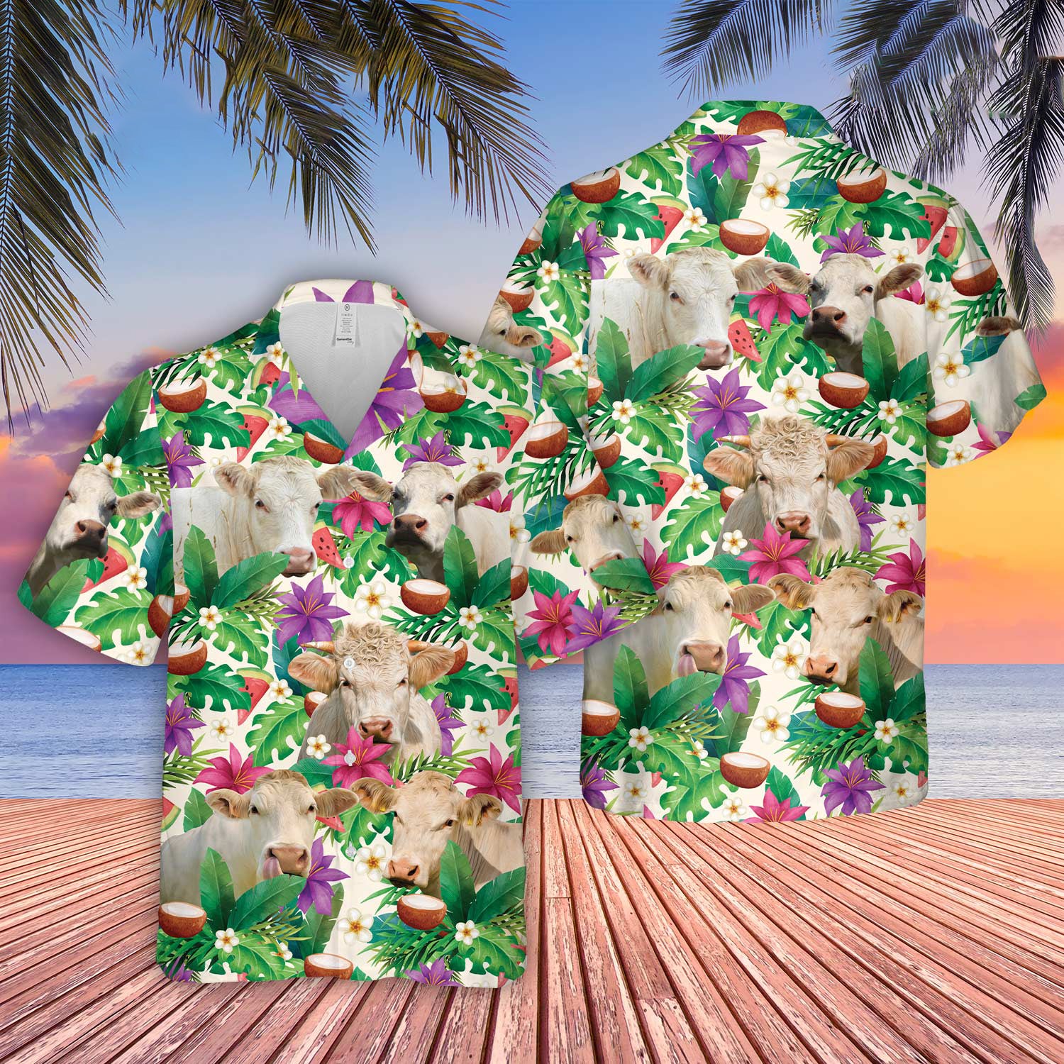 Unique Charolais Summer Floral 3D Hawaiian Shirt