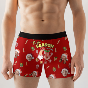 Custom Photo Tis The Season - Gift For Couples - Personalized Men Boxer