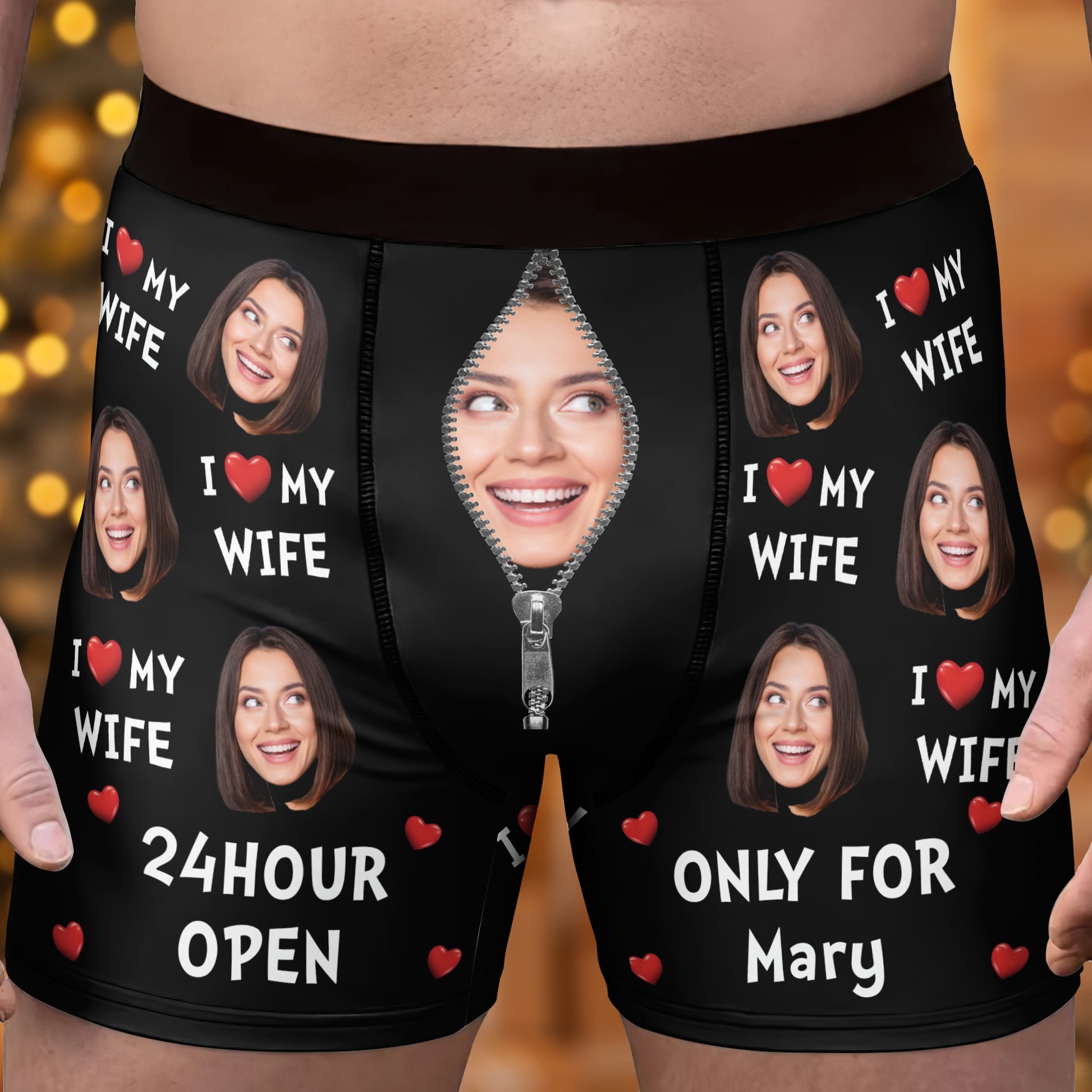 Custom Photo 24hour Open Only For My Wife - Gift For Husband, Boyfriend - Personalized Men's Boxer Briefs