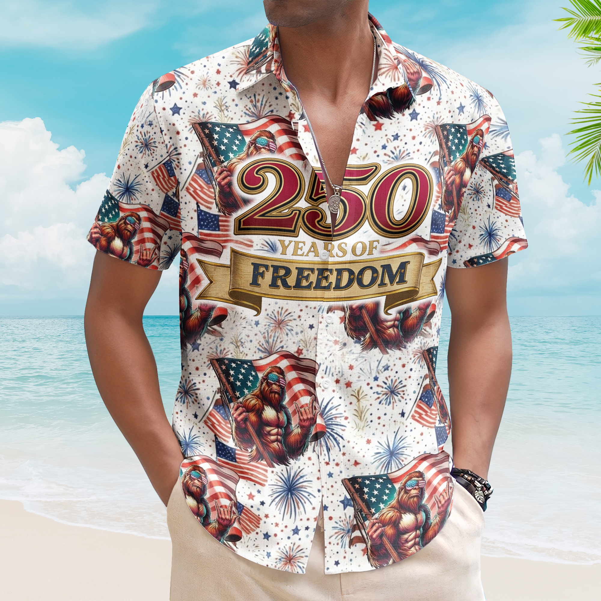 250_Years_4Th_Of_July_Firework_Bigfoot_Personalized_Hawaiian_Shirt_1