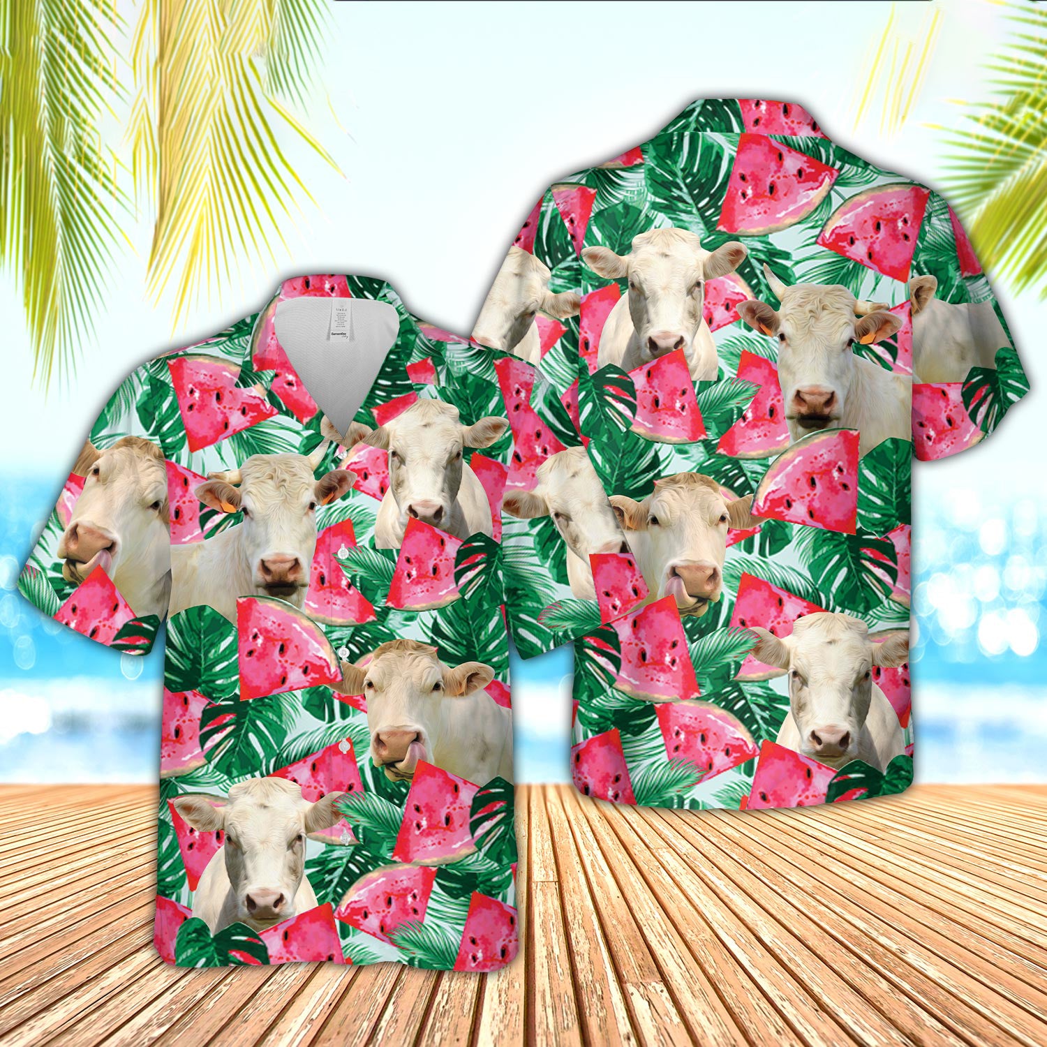 Unique Charolais Watermelon 3D Hawaiian Shirt