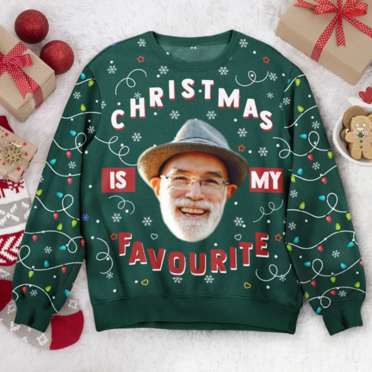 Custom Photo Christmas Is My Favourite Led Light - Christmas Gift For Family - Personalized Ugly Sweater