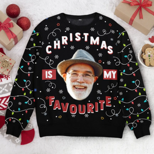 Custom Photo Christmas Is My Favourite Led Light - Christmas Gift for Dad, Grandpa, Husband - Personalized Ugly Sweatshirt