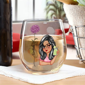 Birth Flowers Woman Bloom Where You're Planted - Personalized Stemless Wine Glass - Gift For Besties, Friends, Sisters - CLGOD04 NA94