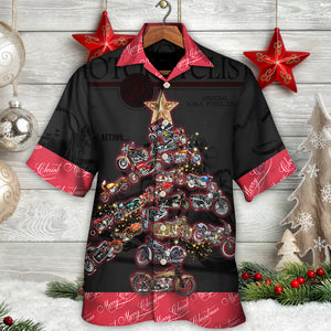 Christmas Motorcycle Tree Retro Style - Hawaiian Shirt