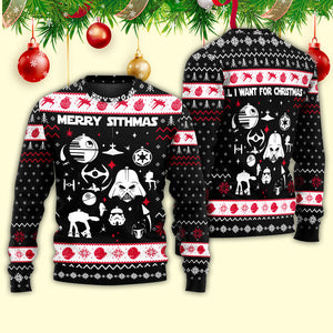 Star Wars Merry Sithmas Darth Vader Red And White Ugly Christmas Sweaters - Gift for Dad, Grandpa, Husband