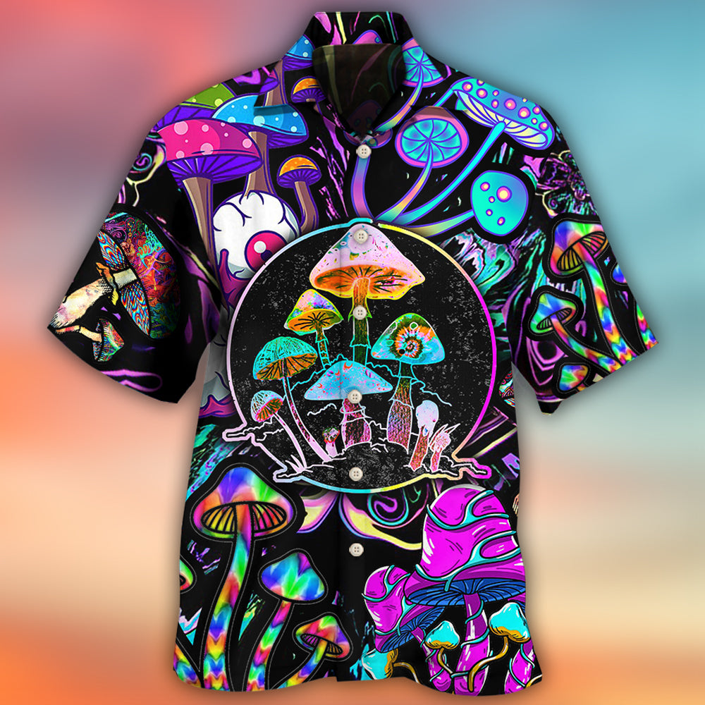 Hippie Mushroom Colorful Neon Light Cool Style Hawaiian Shirt