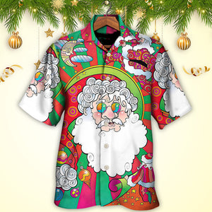 Christmas Santa Claus Psychedelic Colorful - Hawaiian Shirt