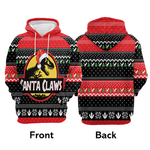 T-Rex Santa Claws Hoodie For Men And Women