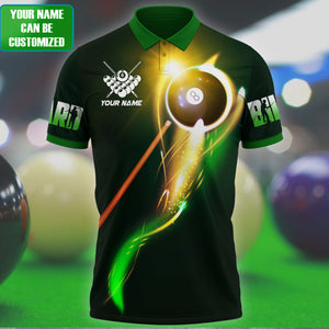 Personalized Green Unisex Billiard Flow Ball Polo Shirt