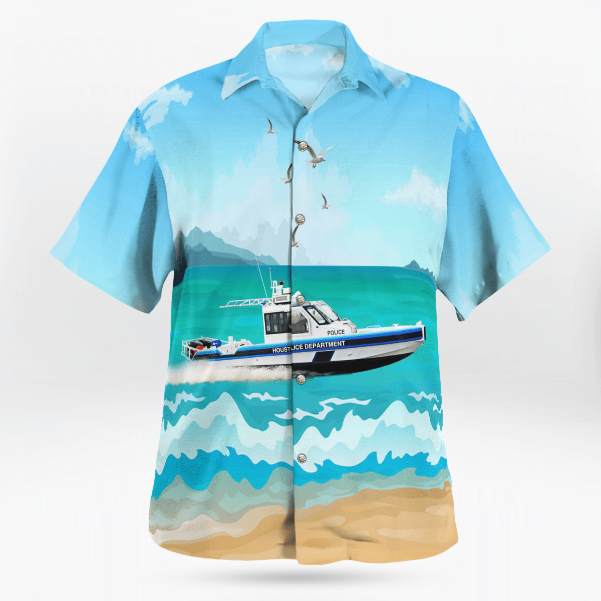 Houston Police Department Metal Shark 32 Patrol Boat Hawaiian Shirt