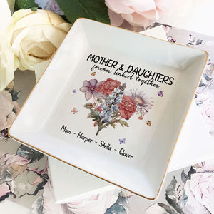 Mother And Daughters Forever Linked Together - Personalized Jewelry Dish - Gift For Mom, Mothers Day - NA94