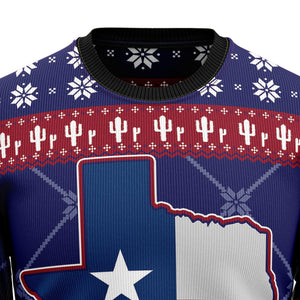 Texas Map Symbols Pattern Ugly Christmas Sweater