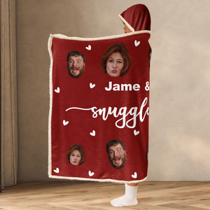 Custom Photo Our Snuggle Blanket - Personalized Wearable Hooded Blanket - Gift For Couples, Lovers - NA94