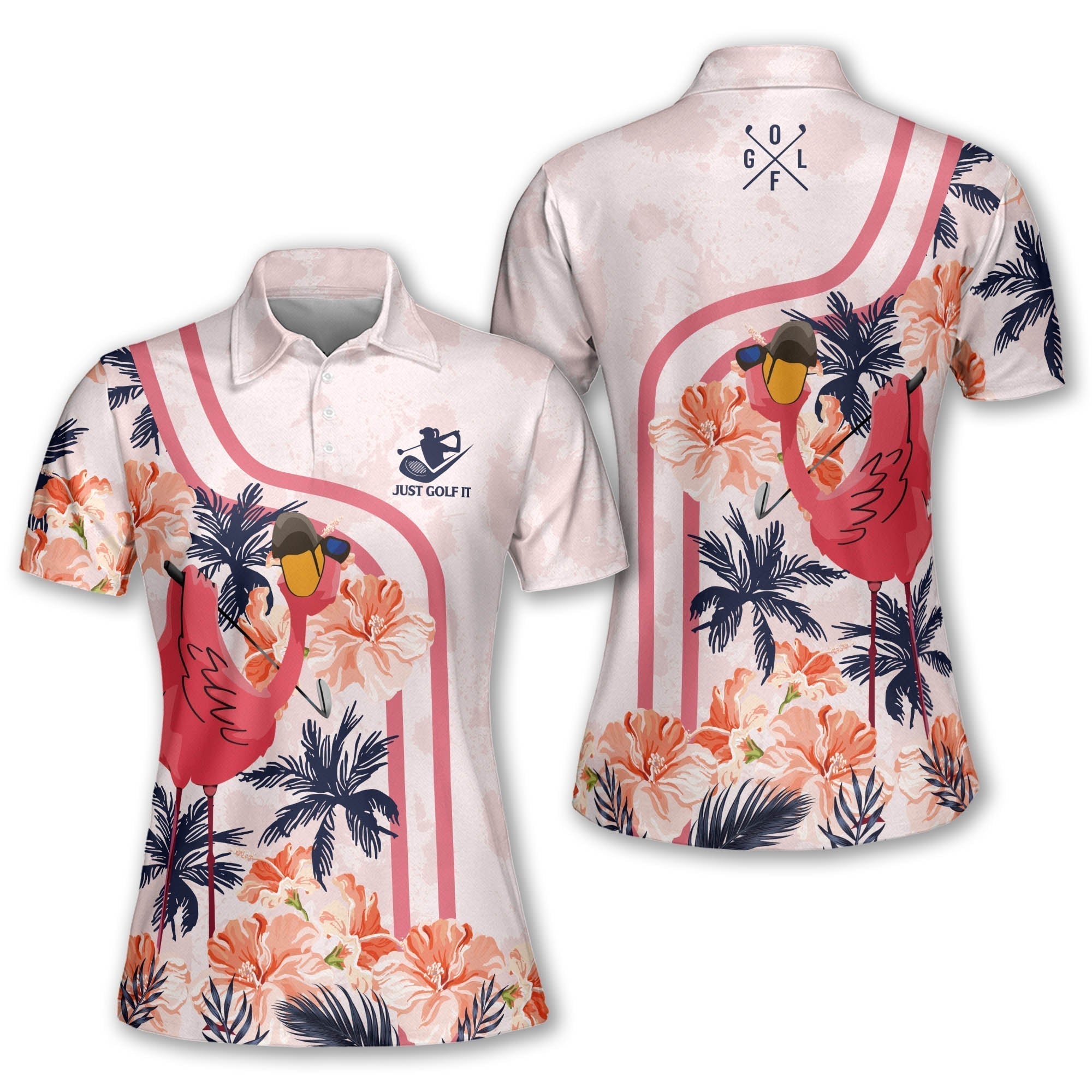 Flamingo Golf Women Short Sleeve Polo Shirt