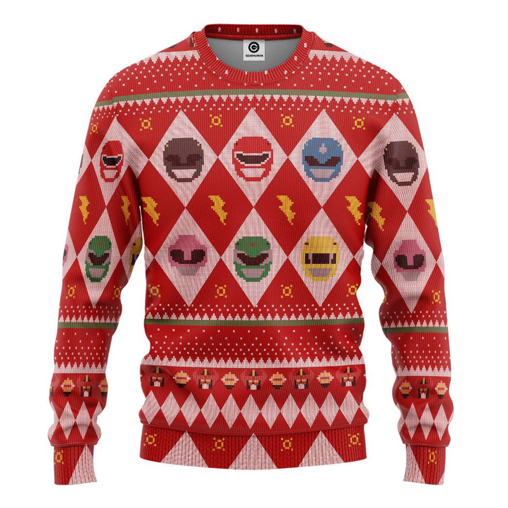 Red Mighty Morphin Power Rangers - Christmas Ugly Sweatshirt