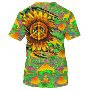 Hippie The Eye In The Sunflower, Mushroom - T-Shirt