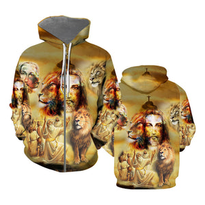 Jesus Lion Are Glowing Aloha Hoodie For Men & Women