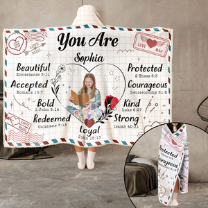 Custom Photo God Says You Are Beautiful And Kind - Personalized Wearable Hooded Blanket - Gift For Women - NA94