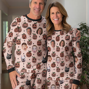 Custom Photo Funny Pumpkin - Personalized Unisex Pajamas Set - Gift For Family Members, Friends - NA94