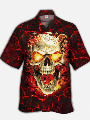 Fierce Skull Cracked By Lava Hawaiian Shirt