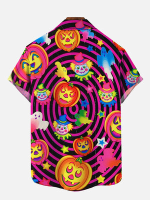 Vintage Halloween Psychedelic Hippie Pumpkins And Clowns Hawaiian Shirt