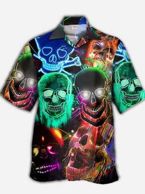 Rainbow Psychedelic Hippie Colorful Crazy Skull Hawaiian Shirt